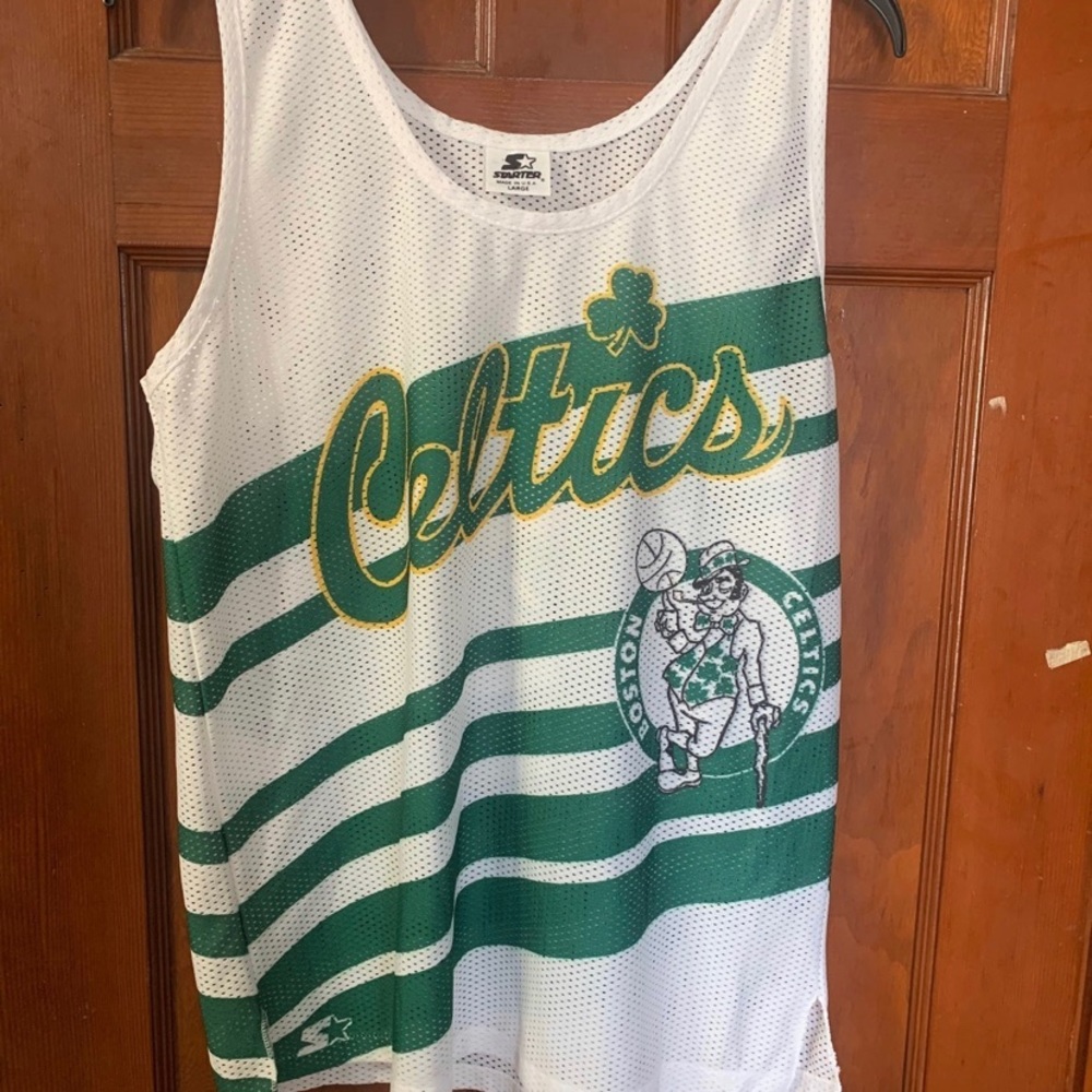 Vtg 90s Boston Celtics Starter Mesh NBA Jersey Mens Size L All Over Print